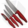 Benchmark 4-Piece Ceramic Kitchen Knife Set Red Rubber