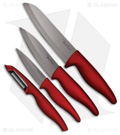 Benchmark 4-Piece Ceramic Kitchen Knife Set Red Rubber 1 Benchmark 4-Piece Ceramic Kitchen Knife Set Red Rubber