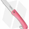 Benchmark Ceramic Folding Knife Pink Rubber Handle (3" White)