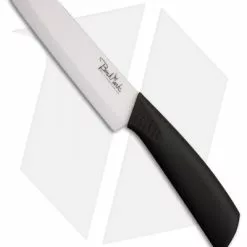 Benchmark Ceramic Santoku Kitchen Knife Black Rubber (5.25" Plain)