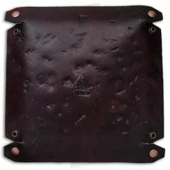 Fire Hall Knife & Leather Valet Tray W/ Antique Dye -American Made Knives Sales Store Fire Hall Knife and Leather Valet Tray Antique Dye BHQ 49122 jr back open