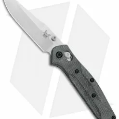 Flytanium Custom Black Micarta Scales For Benchmade Mini Osborne 945 -American Made Knives Sales Store Flytanium Benchmade 945 Mini Osborne AXIS Lock Black Canvas Micarta Satin BHQ 134989 jr