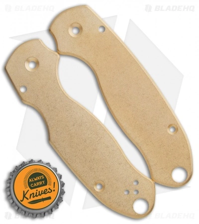 Flytanium Custom Classic Brass Scales For Spyderco Para 3 Knife 2 Flytanium Custom Classic Brass Scales For Spyderco Para 3 Knife - Image 2