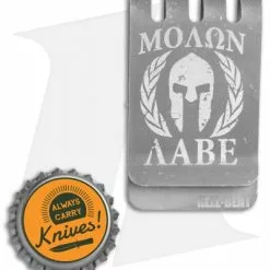 Hell-Bent Holsters Molon Labe Titanium Money Clip (Distressed) -American Made Knives Sales Store Hell Bent Holsters Ti Money Clip Molon Labe Distressed BHQ 75118 jr bottlecap