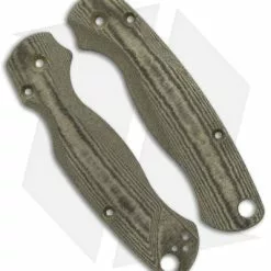Flytanium Custom Green Linen Micarta Lotus Scales For Spyderco Paramilitary 2