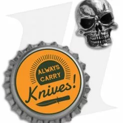 Schmuckatelli Pro-Tech Lanyard Bead (Pewter) -American Made Knives Sales Store Schmuckatelli Mind Skull Lanyard Bead Pewter BHQ 71857 jr bottlecap