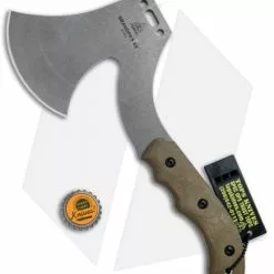 TOPS Knives Grandpa's Ax 11" Hatchet Green Micarta (Tumbled) GRAX-01 -American Made Knives Sales Store TOPS Knives Grandpas Ax 11in Hatchet Green Micarta Tumbled TPGRAX01 BHQ 74507 jr bottlecap