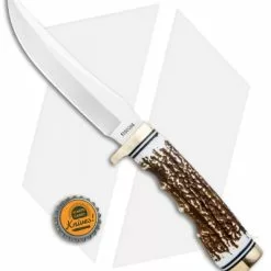 Schrade Uncle Henry Next Gen Fixed Blade Knife (4.8" Satin) 153UH -American Made Knives Sales Store Uncle Henry Next Gen Stag Satin 153UH BHQ 93627 jr bottlecap