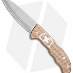 Victorinox Hunter Pro Alox Lockback Knife Champagne Aluminum (3.8" Damasteel)