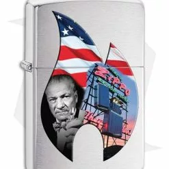 Zippo Lighter Brushed Chrome Flame Collage 11433