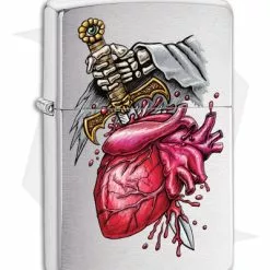 Zippo Lighter Goth Heart And Sword (Brushed Chrome) 12285