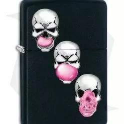 Zippo Lighter Skull Bubble Gum (Black Matte) 11986