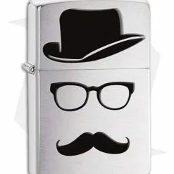 Zippo Lighter Brushed Chrome Moustache And Hat 28648