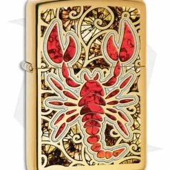 Zippo Lighter Polished Brass Scorpion Shell 11472