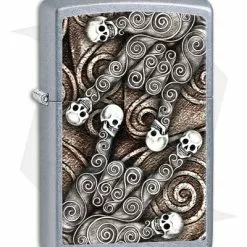 Zippo Lighter Street Chrome Skull Scroll Hand 28869