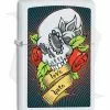 Zippo Lighter White Matte Tattoo Skull 28859