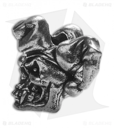 Schmuckatelli Jester Skull Lanyard Bead (Pewter) 2 Schmuckatelli Jester Skull Lanyard Bead (Pewter) - Image 2