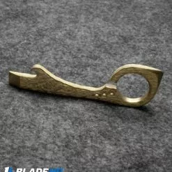 Lake County Knife & Tool LCKT BeerRambit Bottle Opener Tool - Hammered Brass -American Made Knives Sales Store lckt brass beerrambit hammered side cm