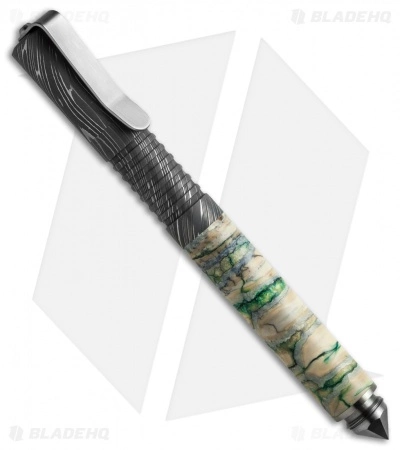 Matthew Martin Tactical 500 Series Pen (Green Mammoth Tooth/Damascus) 1 Matthew Martin Tactical 500 Series Pen (Green Mammoth Tooth/Damascus)