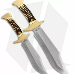 Schrade Uncle Henry 2 Piece Bowie Fixed Blade Knife Set Polymer (Satin 7Cr17MoV)