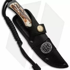 Stone River Gear Stone River Ceramic Caping Fixed Blade Knife Stag Horn (3" Black) SRG65SCB -American Made Knives Sales Store stone river ceramics srg65scb cm sheath